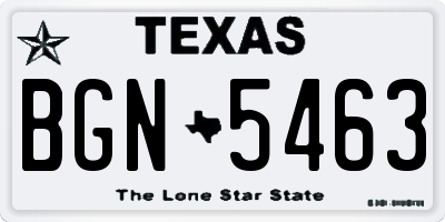 TX license plate BGN5463