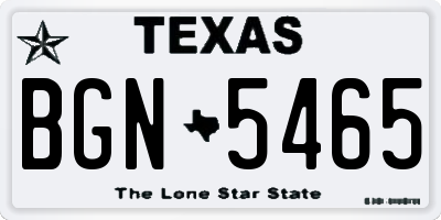 TX license plate BGN5465