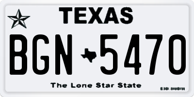 TX license plate BGN5470