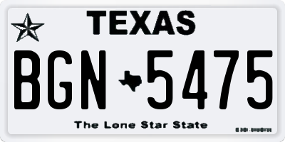 TX license plate BGN5475