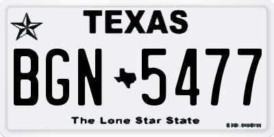 TX license plate BGN5477