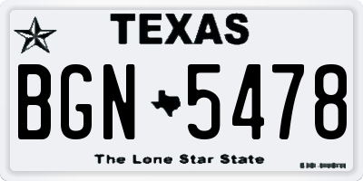 TX license plate BGN5478