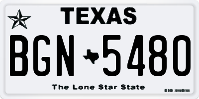 TX license plate BGN5480