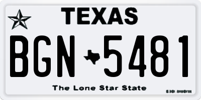 TX license plate BGN5481
