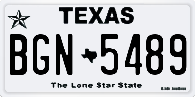 TX license plate BGN5489