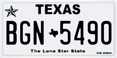 TX license plate BGN5490