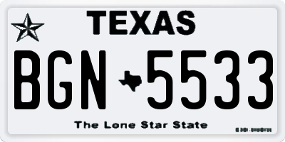 TX license plate BGN5533