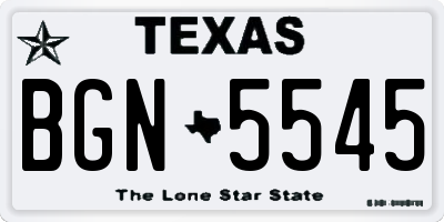 TX license plate BGN5545