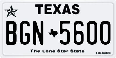 TX license plate BGN5600