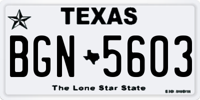 TX license plate BGN5603