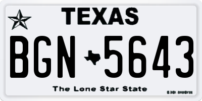 TX license plate BGN5643