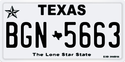 TX license plate BGN5663