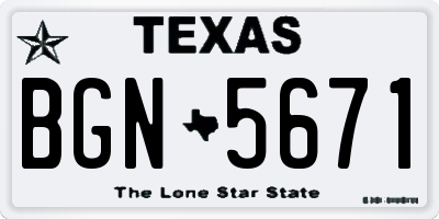 TX license plate BGN5671