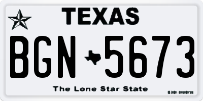 TX license plate BGN5673