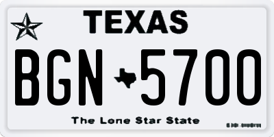 TX license plate BGN5700