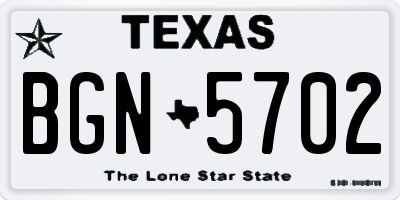 TX license plate BGN5702