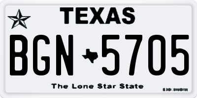 TX license plate BGN5705