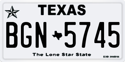 TX license plate BGN5745