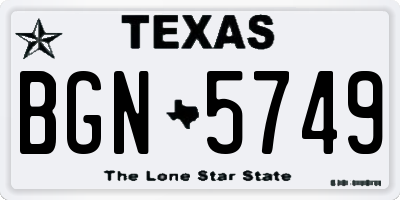TX license plate BGN5749