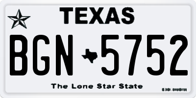 TX license plate BGN5752