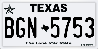 TX license plate BGN5753