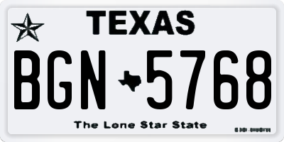 TX license plate BGN5768