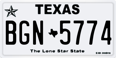 TX license plate BGN5774