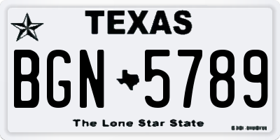 TX license plate BGN5789