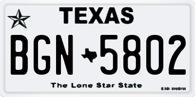 TX license plate BGN5802