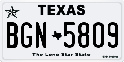 TX license plate BGN5809