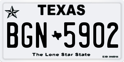 TX license plate BGN5902