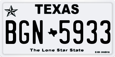 TX license plate BGN5933
