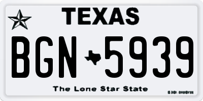 TX license plate BGN5939