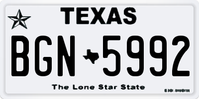 TX license plate BGN5992