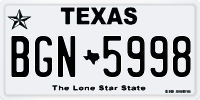 TX license plate BGN5998