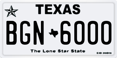 TX license plate BGN6000
