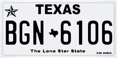 TX license plate BGN6106