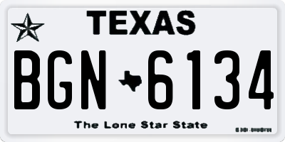 TX license plate BGN6134