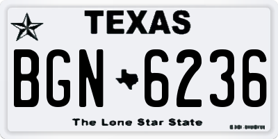 TX license plate BGN6236