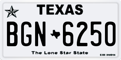 TX license plate BGN6250