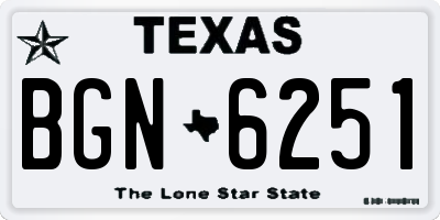 TX license plate BGN6251