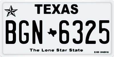 TX license plate BGN6325