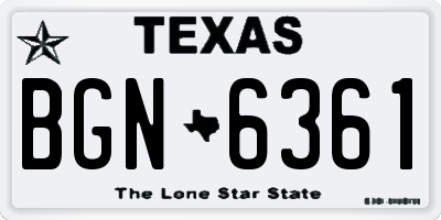 TX license plate BGN6361