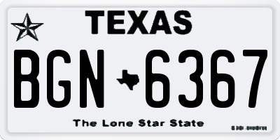 TX license plate BGN6367