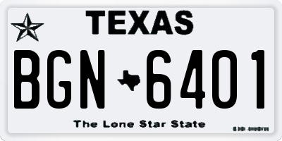 TX license plate BGN6401