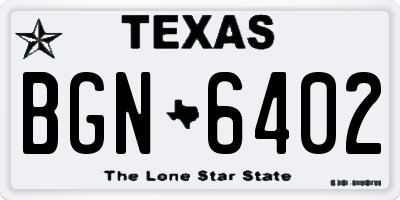 TX license plate BGN6402
