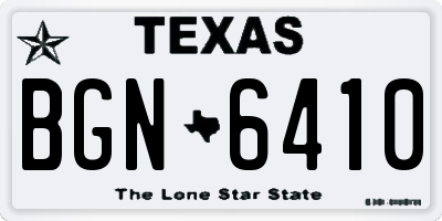 TX license plate BGN6410