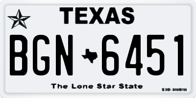 TX license plate BGN6451