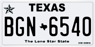 TX license plate BGN6540