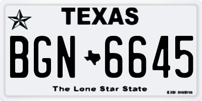 TX license plate BGN6645